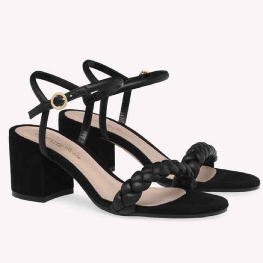 Gianvito Rossi Black Braided Block Heel Sandals